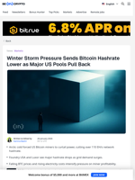 Extreme Cold Cuts US Bitcoin Hashrate Amid Grid Stress