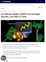 Are Altcoins Dead in 2026? Van de Poppe Says No, Just 99% of Them