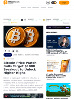 Bitcoin Price Watch: Bulls Target $108K Breakout to Unlock Higher Highs – Markets and Prices Bitcoin News