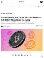 Texas House Advances Bitcoin Reserve Bill With Bipartisan Backing - Decrypt