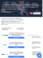 'Great Idea Lol,' Says Elon Musk As Sundar Pichai Reveals Plan To Launch Google's AI Data Center Into Space - Alphabet (NASDAQ:GOOG), Alphabet (NASDAQ:GOOGL) - Benzinga