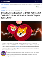 Shiba Inu Eyes Breakout as DOGE Polymarket Odds Hit 59% for $0.10, One Presale Targets 300x Utility