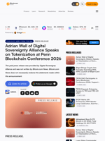 Adrian Wall of Digital Sovereignty Alliance Speaks on Tokenization at Penn Blockchain Conference 2026 – Press release Bitcoin News