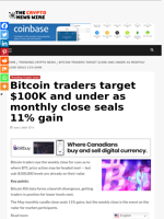 Bitcoin traders target $100K and under as monthly close seals 11% gain - The Crypto News Wire