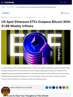 US Spot Ethereum ETFs Outpace Bitcoin With $1.8B Weekly Inflows