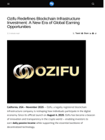 Ozifu Redefines Blockchain Infrastructure Investment: A New Era of Global Earning Opportunities - Visionary Financial