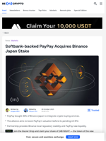 PayPay Takes Binance Japan Stake for Crypto, Boosting IPO Value