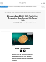 Ethereum Eyes $3,600 With Flag Pattern Breakout as Open Interest Hits Record High