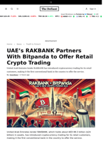 UAE’s RAKBANK Partners With Bitpanda to Offer Retail Crypto Trading - 