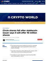 Circle shares fall after stablecoin issuer says it will offer 10 million shares