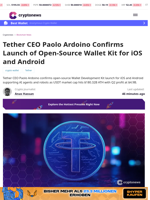 Tether CEO Paolo Ardoino Confirms Launch of Open-Source Wallet Kit for iOS and Android
