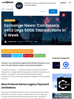 Exchange News: Coinbase’s x402 Logs 500K Transactions in a Week | Live Bitcoin News