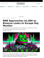 BNB Approaches $1,000 as Binance Looks to Escape DoJ Monitor - 