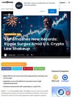 XRP Smashes New Records: Ripple Surges Amid U.S. Crypto Law Shakeup | Live Bitcoin News