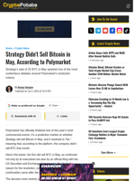 Strategy Didn't Sell Bitcoin in May, According to Polymarket