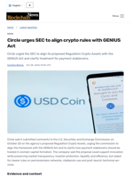 Circle urges SEC to align crypto rules with GENIUS Act - Blockchain.News