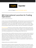 IBO International Launches Its Trading Operations