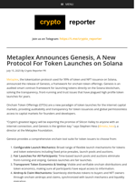 Metaplex Announces Genesis, A New Protocol For Token Launches on Solana