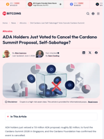 Did Cardano Just Self-Sabotage? Vote Cancels Cardano Summit