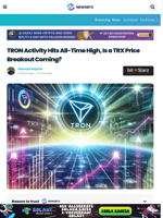 TRON Activity Hits All-Time High, Is a TRX Price Breakout Coming?