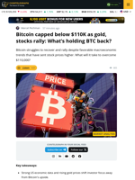 Bitcoin Fails To Hold $110K, Here’s Why