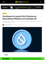 Coinbase to Launch Sui Futures on Derivatives Platform on October 20 - CoinCentral