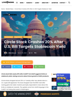 Circle Stock Crashes 20% After U.S. Bill Targets Stablecoin Yield | Live Bitcoin News