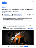 BlackRock Adds $158 Million Ethereum, Fuels Institutional Demand