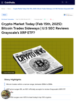Crypto Market Today (Feb 15th, 2025): Bitcoin Trades Sideways | U.S SEC Reviews Grayscale’s XRP ETF? 