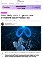 Meta likely to ditch open-source Behemoth for private model - Coinfea