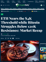 ETH Nears the $4K Threshold while Bitcoin Struggles Below 120K Resistance: Market Recap - Crypto Daily