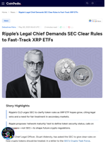 Ripple’s Legal Chief Demands SEC Clear Rules to Fast-Track XRP ETFs