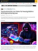 Thai Businessmen Sue Tether for freezing $42M in $61M Pig Butchering Case