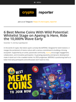 $APEING Dominates: Discover 6 Best Meme Coins for 2025 Gains