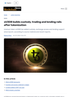 xU3O8 builds custody, trading and lending rails after tokenization - Blockchain.News