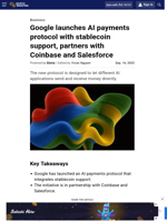 Google launches AI payments protocol with stablecoin support, partners with Coinbase and Salesforce