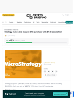 Strategy makes 3rd-largest BTC purchase with $1.1B acquisition