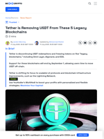 Tether is Removing USDT From 5 Blockchain Networks