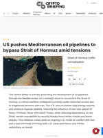 US pushes Mediterranean oil pipelines to bypass Strait of Hormuz amid tensions