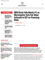 IREN Stock Falls Nearly 4% as Morningstar Cuts Fair Value to $37