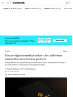 Binance tightens market maker rules and warns token issuers to disclose partners