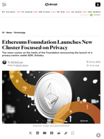 Ethereum Foundation Launches New Cluster Focused on Privacy - Decrypt