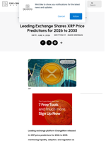 Leading Exchange Shares XRP Price Predictions for 2026 to 2035