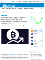 Recovery In Sight? Charles Hoskinson Sees Bitcoin Reaching $250,000 By 2026 ⋆ ZyCrypto