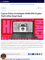 Cyprus Police Investigate $448,000 Crypto Theft After Email Hack