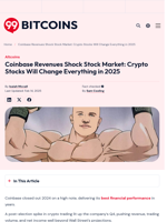 Coinbase Revenues Shock Crypto Stocks in Trading Volume Surge