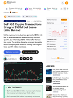 SoFi Q3 Crypto Transactions Bring in $161M but Leave Little Behind – Bitcoin News