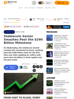 Stablecoin Sector Smashes Past the $290 Billion Milestone – Crypto News Bitcoin News