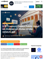 U.S. Treasury Seeks Public Input on Stablecoin Rules Under GENIUS Act | Live Bitcoin News