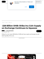 -228 Billion SHIB: Shiba Inu Coin Supply on Exchange Continues to Squeeze - U.Today